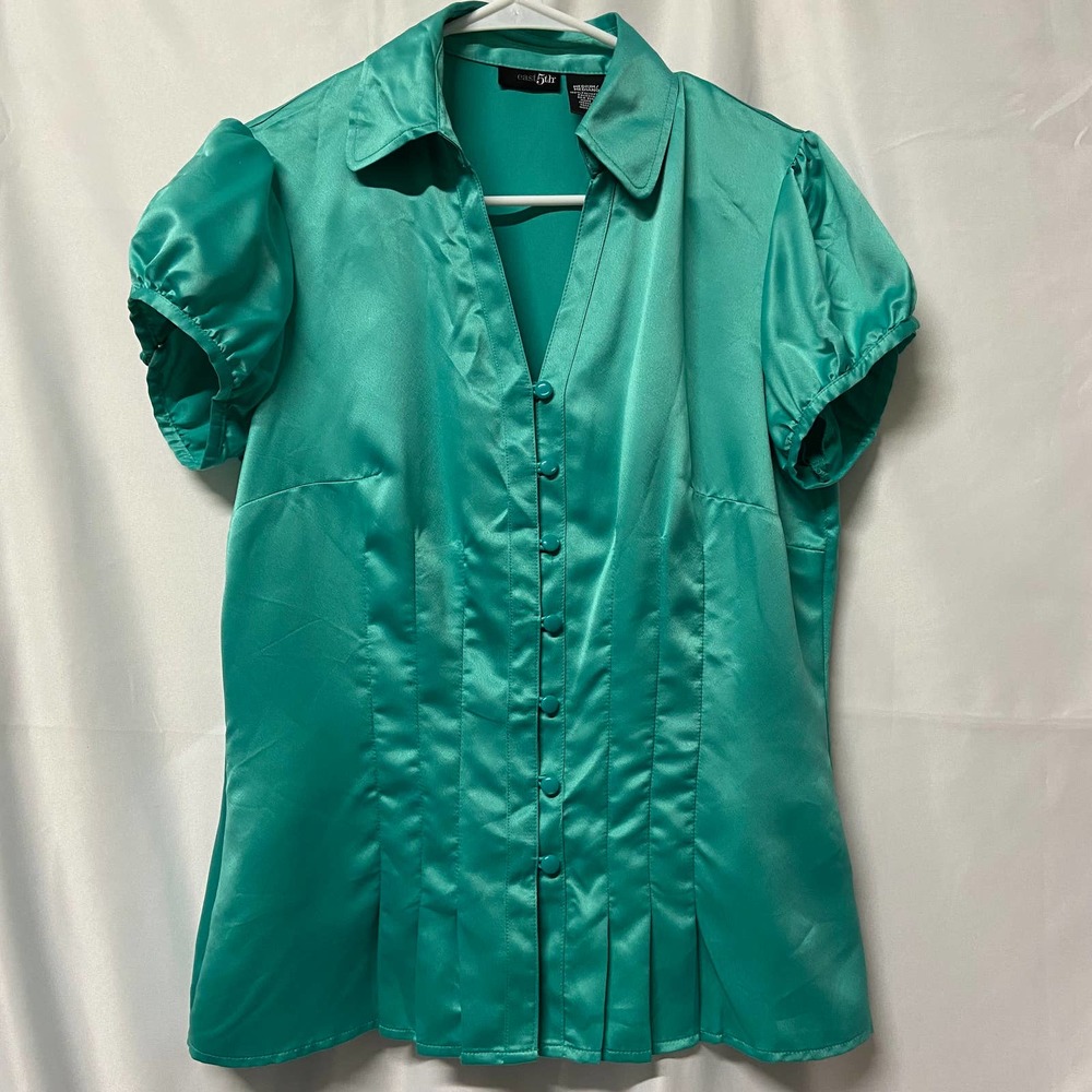 East 5th Blouse Button Up Puffy Sleeves Size Medium